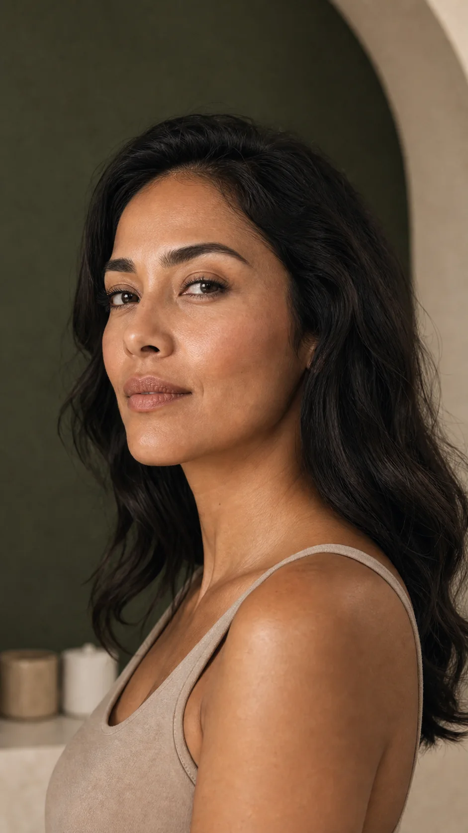 Latina woman with natural, healthy-looking skin