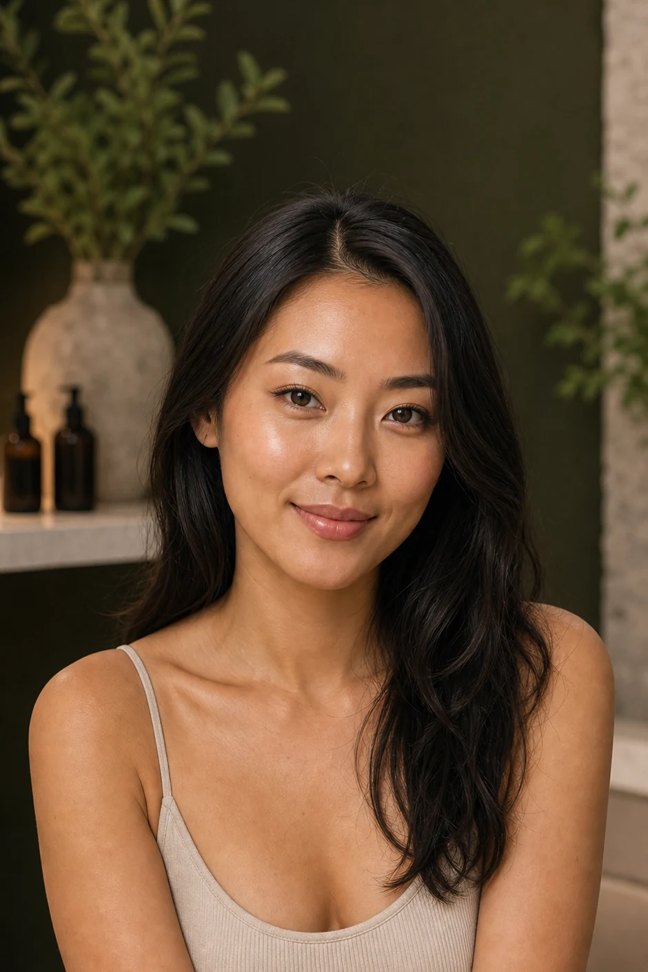 Young Asian woman with natural, healthy-looking skin